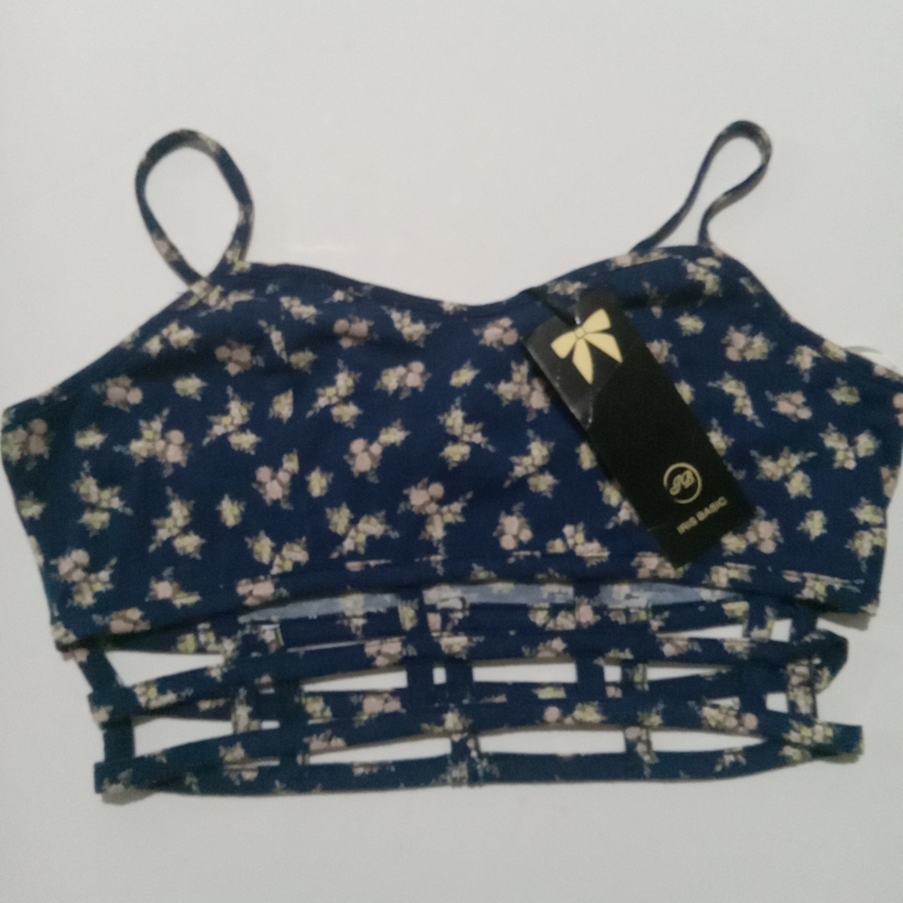 Floral Blue Crop Top Wonan Size Large